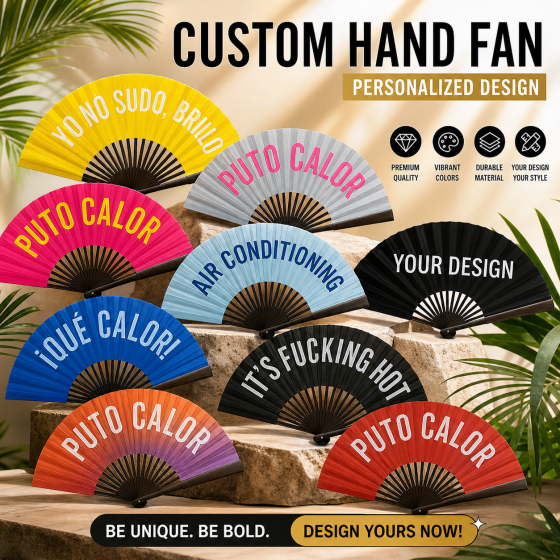 Custom Folding Hand Fan 13 Inch / 33cm, Personalized Cooling Fan with Your Design, Lightweight Portable Summer Fan for Party